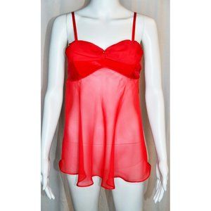 Je T’adore Velvet & Sheer Nightie Babydoll Lingerie Red Size Small